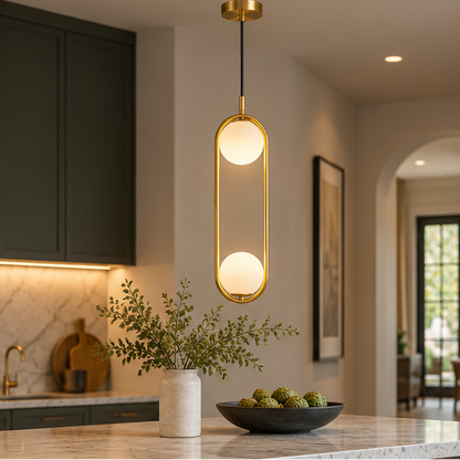 RoyaleGlow Modern Brass Glass Globe Hanging Pendant Light Fixture