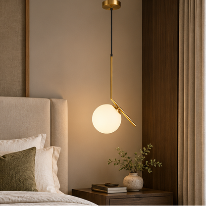 RoyaleGlow Modern Brass Glass Globe Hanging Pendant Light Fixture
