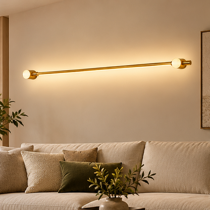 RoyaleGlow Modern Brass LED Bathroom Vanity Light - Strip Design Background Wall Mounted Fixture