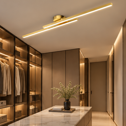 LuxRoyale Modern Linear LED Flush Mount Ceiling Light Fixture with Remote Dimming