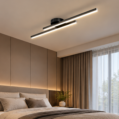 LuxRoyale Modern Linear LED Flush Mount Ceiling Light Fixture with Remote Dimming
