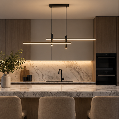 LuxRoyale Modern Linear Chandelier LED Pendant Light for Dining Room or Kitchen Island