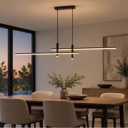 LuxRoyale Modern Linear Chandelier LED Pendant Light for Dining Room or Kitchen Island
