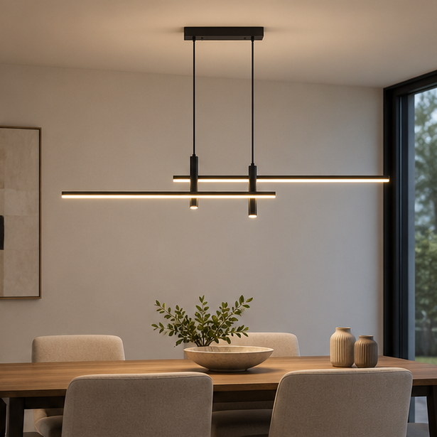 LuxRoyale Modern Linear Chandelier LED Pendant Light for Dining Room or Kitchen Island