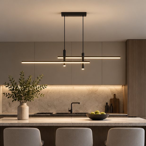 LuxRoyale Modern Linear Chandelier LED Pendant Light for Dining Room or Kitchen Island
