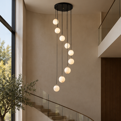 RoyaleGlow Modern Alabaster Sphere Cluster Pendant Chandelier Lighting