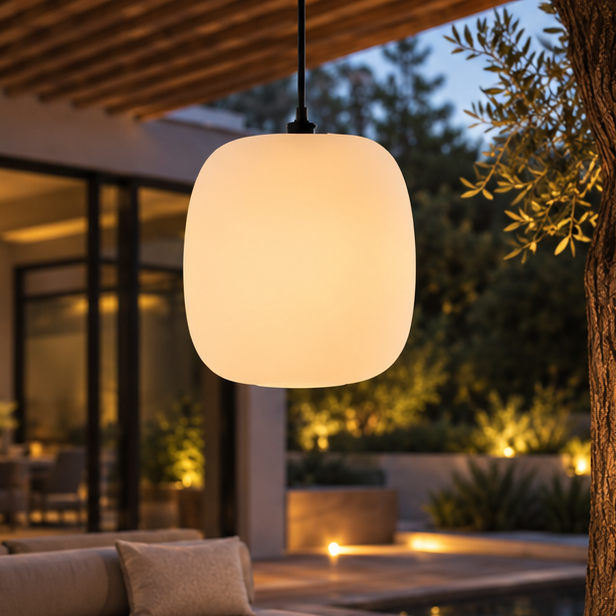 LuxRoyale Waterproof LED Outdoor Hanging Pendant Light Fixture For Porch And Patio