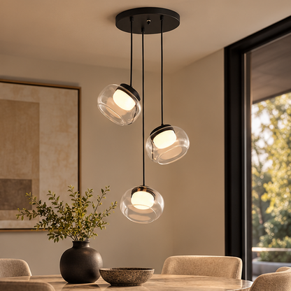 RoyaleGlow Modern Glass Globe Pendant Light Alabaster LED Lamp