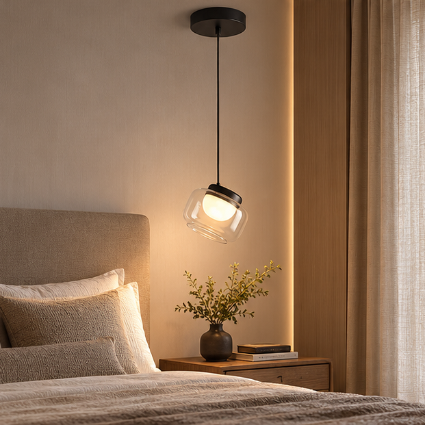 RoyaleGlow Modern Glass Globe Pendant Light Alabaster LED Lamp