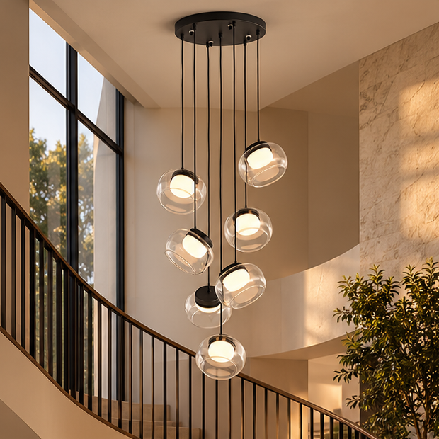 RoyaleGlow Modern Glass Globe Pendant Light Alabaster LED Lamp