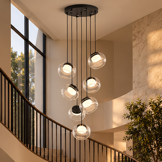 RoyaleGlow Modern Glass Globe Pendant Light Alabaster LED Lamp