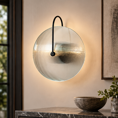 Royelux Modern Glass Wall Lamp - Round Indoor Sconce Lighting