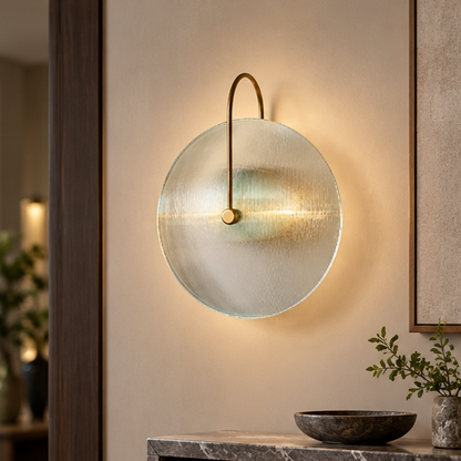 Royelux Modern Glass Wall Lamp - Round Indoor Sconce Lighting