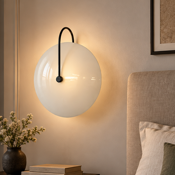 Royelux Modern Glass Wall Lamp - Round Indoor Sconce Lighting