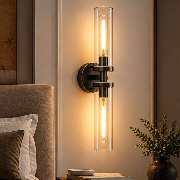 Royelux Modern Glass Tube Wall Sconce - Vanity Light Bathroom Fixture