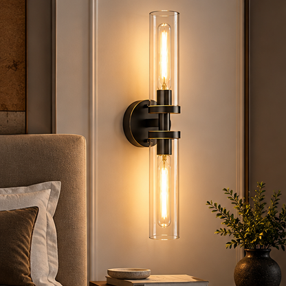 Royelux Modern Glass Tube Wall Sconce - Vanity Light Bathroom Fixture