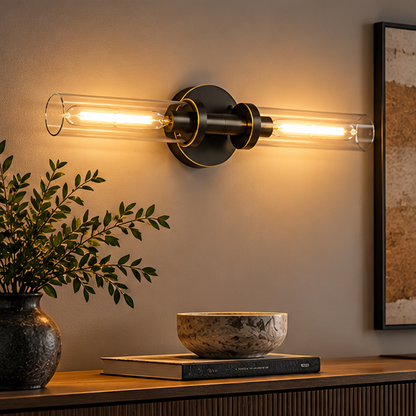 Royelux Modern Glass Tube Wall Sconce - Vanity Light Bathroom Fixture