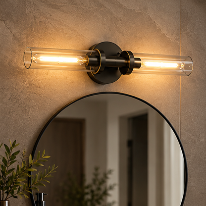 Royelux Modern Glass Tube Wall Sconce - Vanity Light Bathroom Fixture
