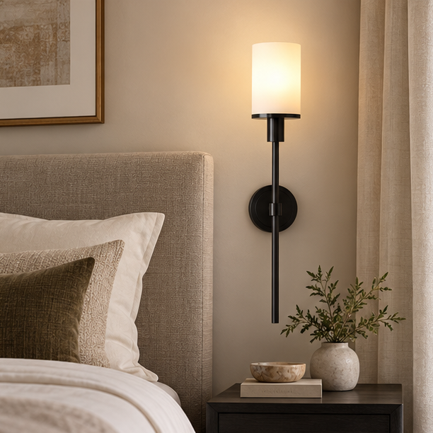 RoyaleGlow Brass Alabaster Wall Sconce - Modern Cylinder Light Fixture