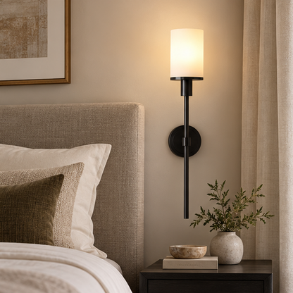 RoyaleGlow Brass Alabaster Wall Sconce - Modern Cylinder Light Fixture