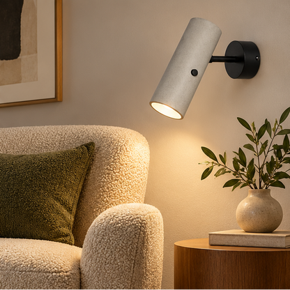 Royelux Minimalist Cement LED Wall Spotlight with Swivel Joint