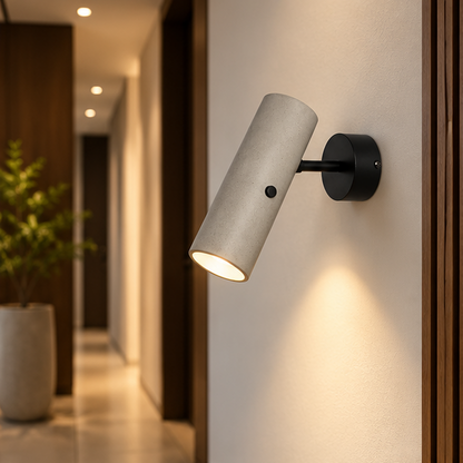Royelux Minimalist Cement LED Wall Spotlight with Swivel Joint