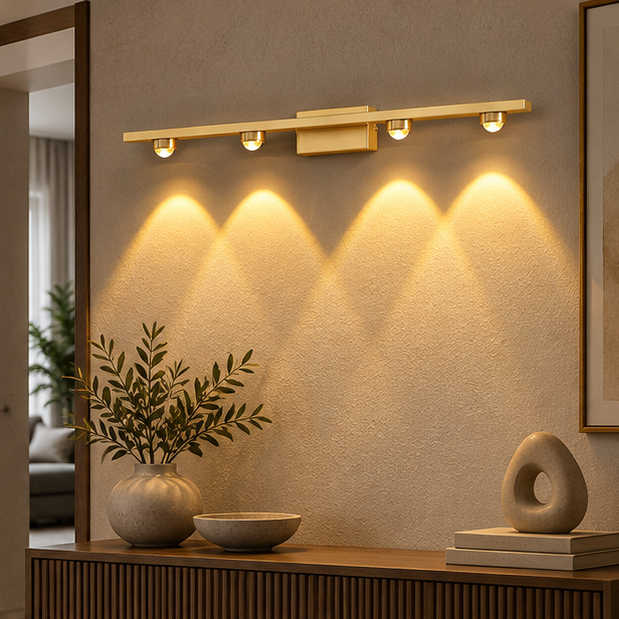 RoyaleGlow Modern Brass Linear Wall Lamp Minimalist LED Fixture
