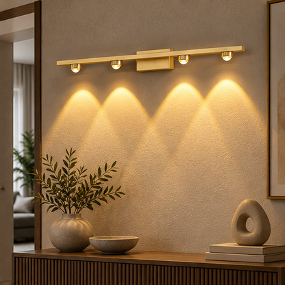 RoyaleGlow Modern Brass Linear Wall Lamp Minimalist LED Fixture