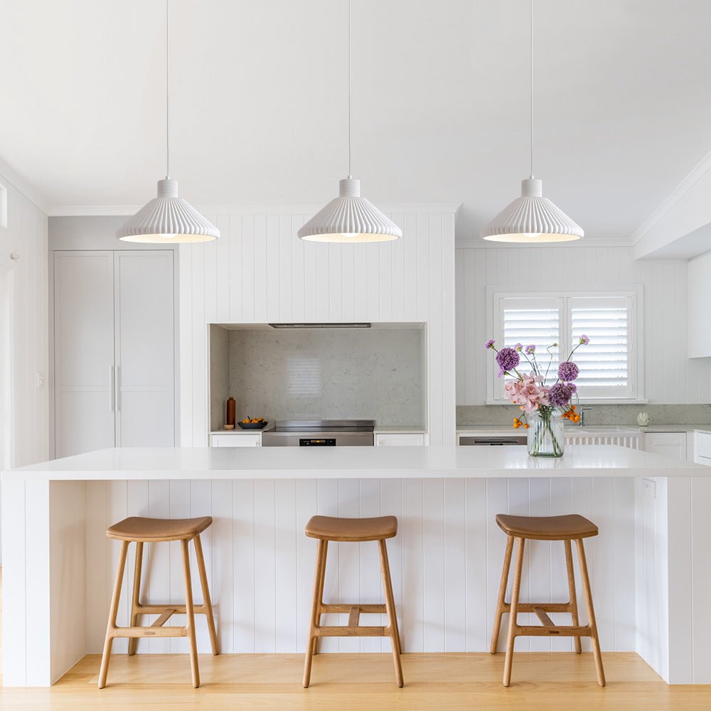 Modern 1-Light Resin Pleated Conical Pendant Light For Dining Table 1