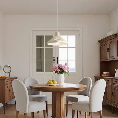 Modern 1-Light Resin Pleated Conical Pendant Light For Dining Table 3