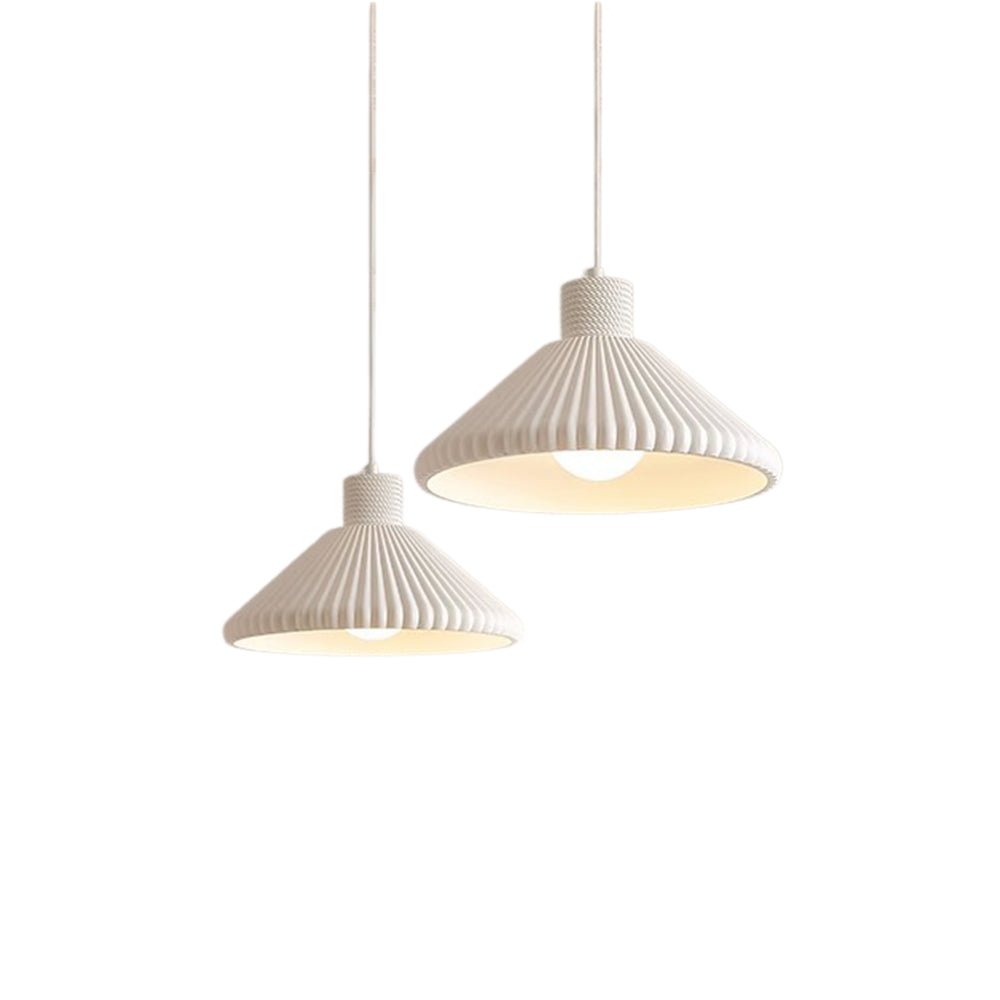 Modern 1-Light Resin Pleated Conical Pendant Light For Dining Table 4