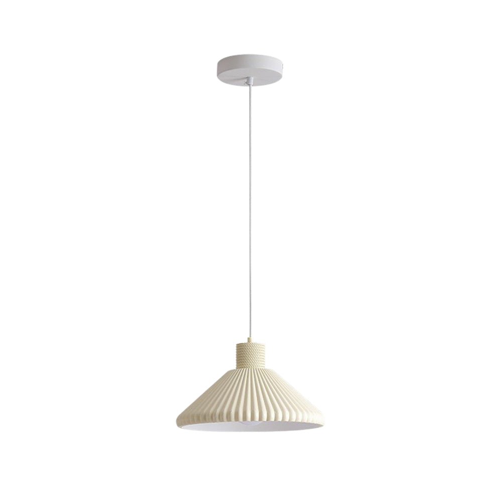 Modern 1-Light Resin Pleated Conical Pendant Light For Dining Table 5