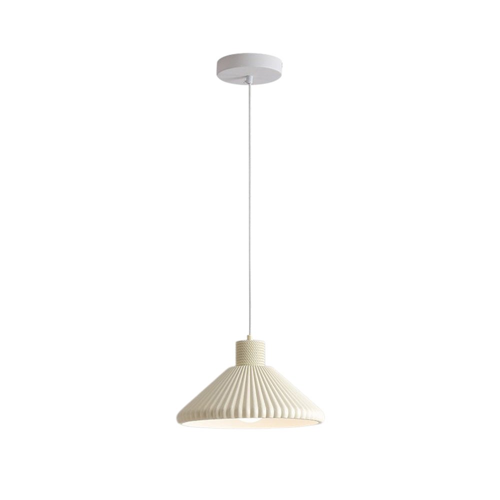 Modern 1-Light Resin Pleated Conical Pendant Light For Dining Table 6