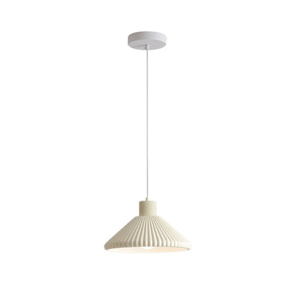 Modern 1-Light Resin Pleated Conical Pendant Light For Dining Table 6