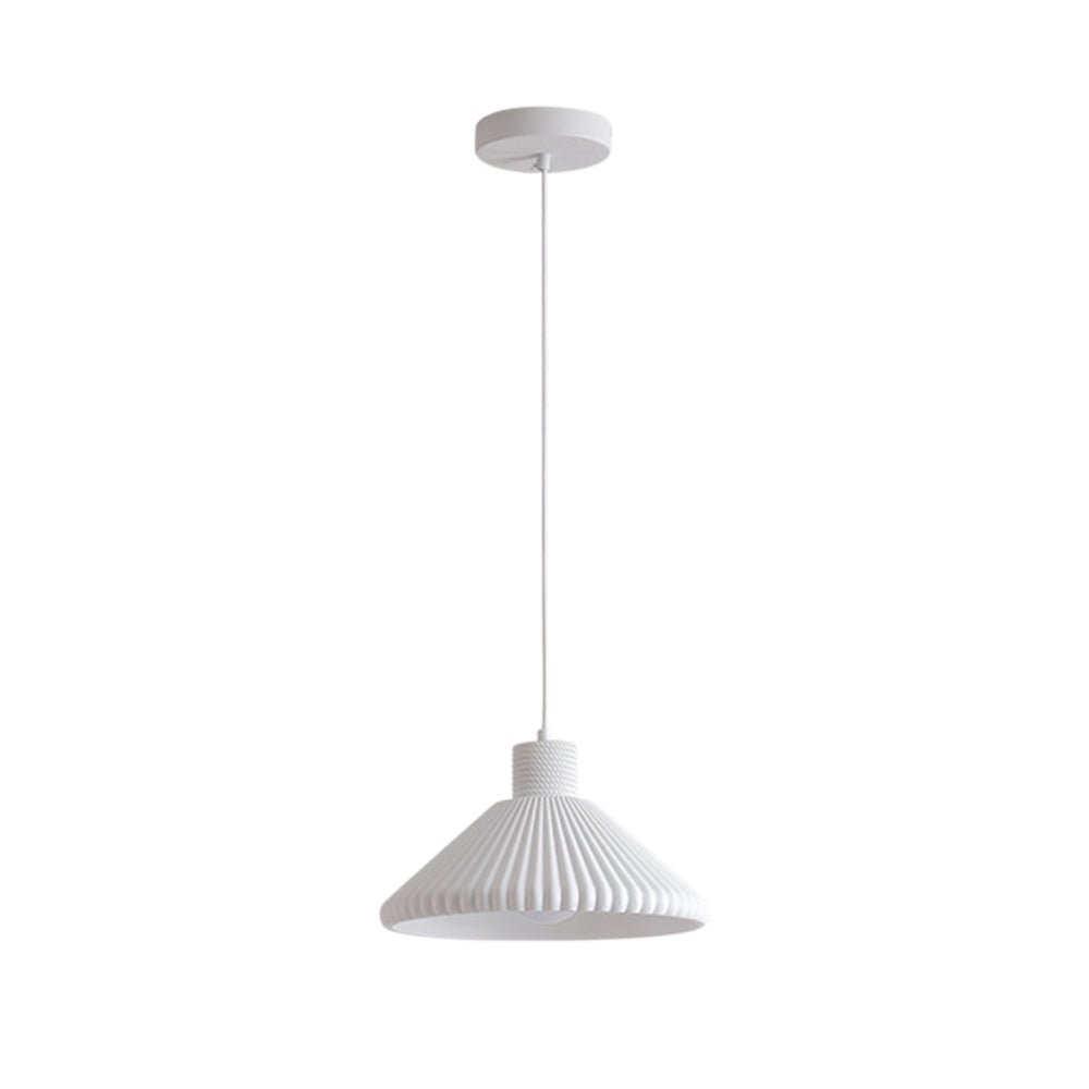 Modern 1-Light Resin Pleated Conical Pendant Light For Dining Table 7
