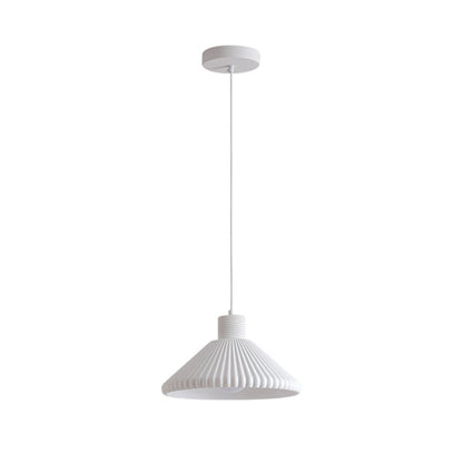 Modern 1-Light Resin Pleated Conical Pendant Light For Dining Table 7