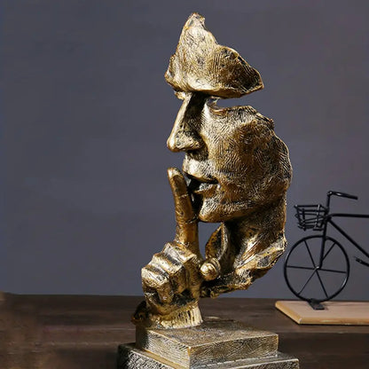 Lumora Modern Abstract Face Sculpture, Bronze Finish Contemplative Decor Statue