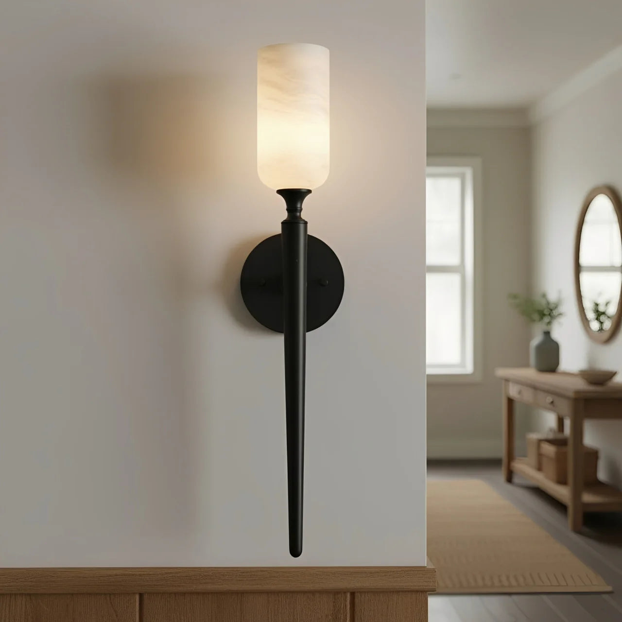 Royelux Natural Alabaster Wall Sconce - Modern Brass Lighting for Elegant Interiors