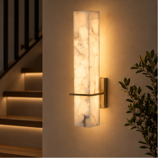 Modern Alabaster Rectangular LED Wall Sconce