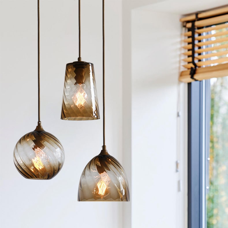 Modern Amber Blue Violet Curved Glass Pendant Lighting 0