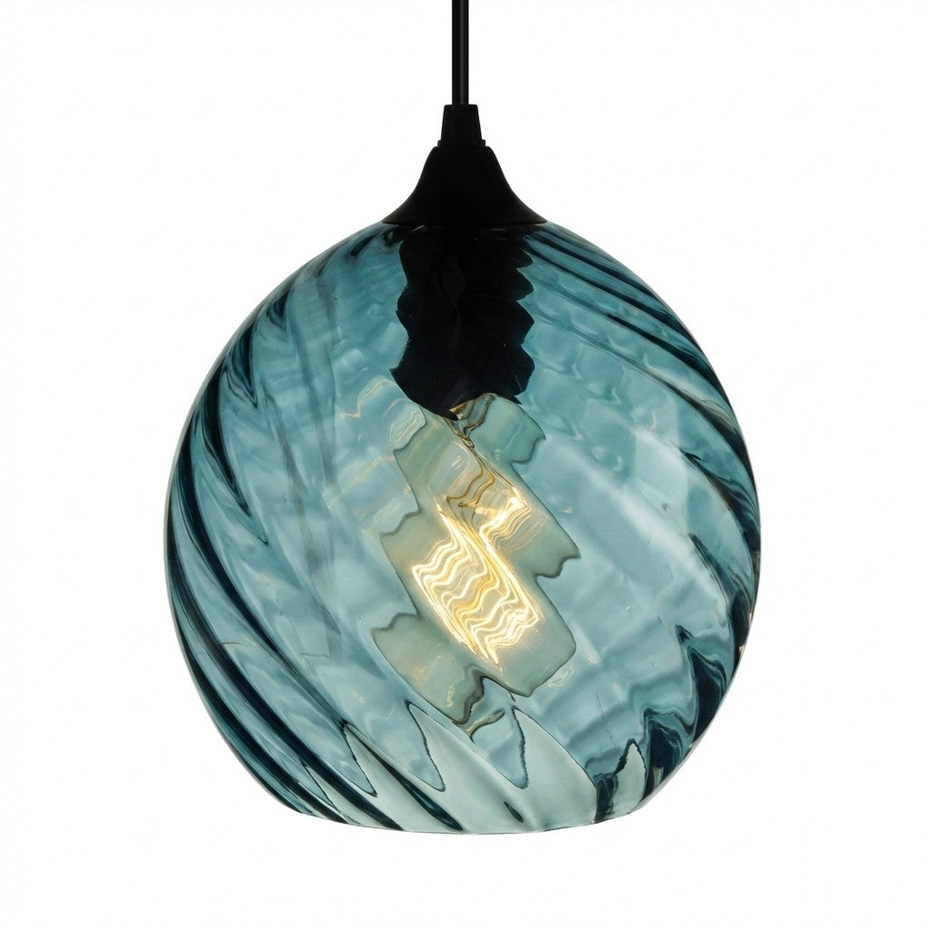 Modern Amber Blue Violet Curved Glass Pendant Lighting 10