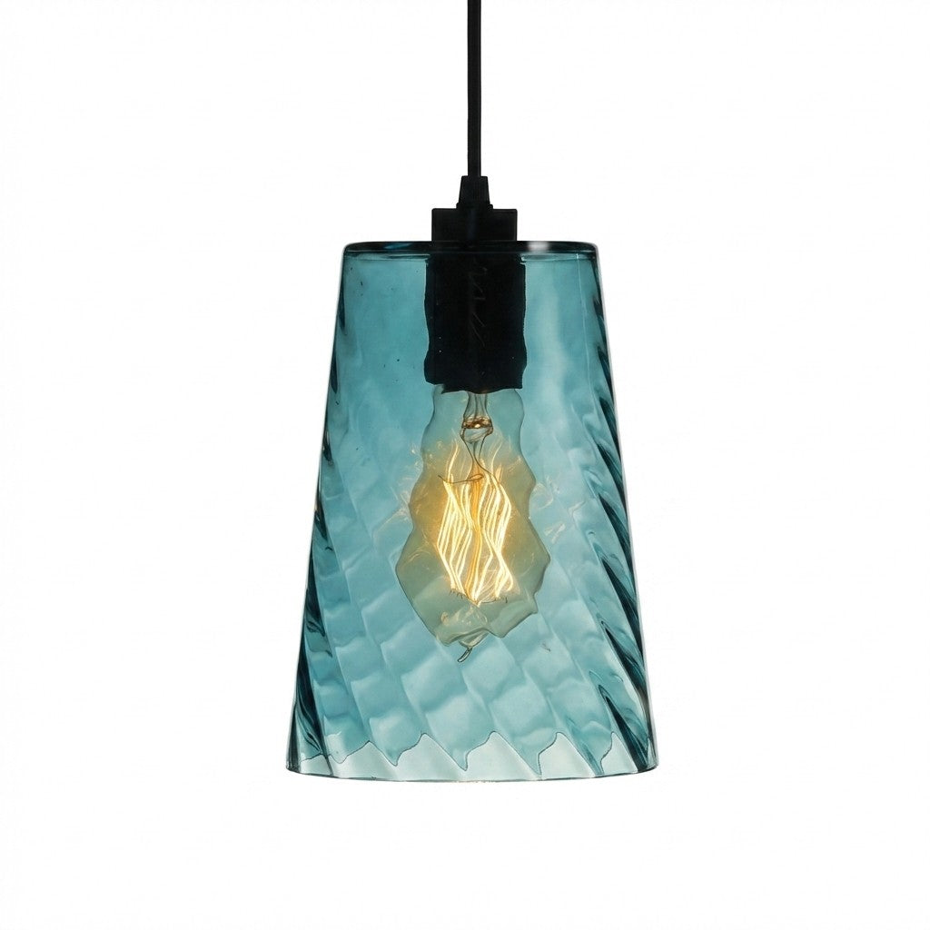 Modern Amber Blue Violet Curved Glass Pendant Lighting 13