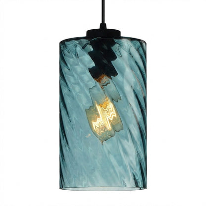 Modern Amber Blue Violet Curved Glass Pendant Lighting 14