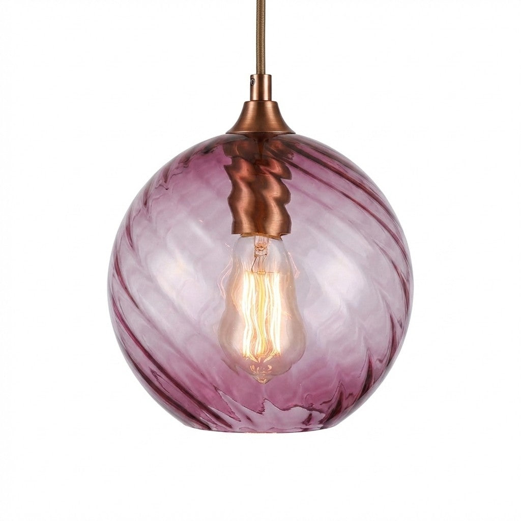 Modern Amber Blue Violet Curved Glass Pendant Lighting 15