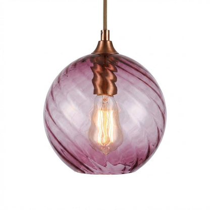 Modern Amber Blue Violet Curved Glass Pendant Lighting 15