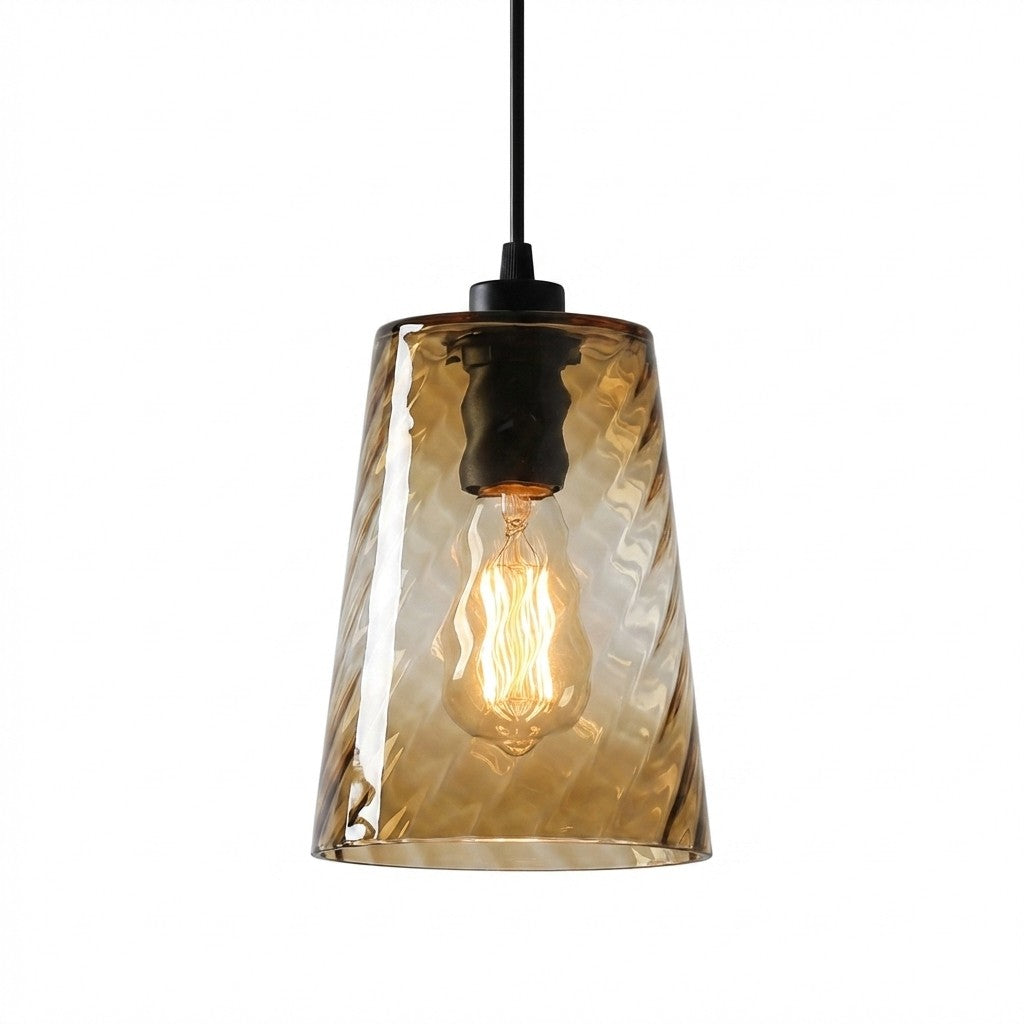 Modern Amber Blue Violet Curved Glass Pendant Lighting 16