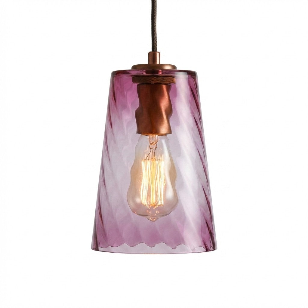 Modern Amber Blue Violet Curved Glass Pendant Lighting 17