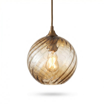 Modern Amber Blue Violet Curved Glass Pendant Lighting 18