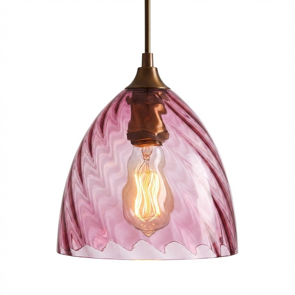 Modern Amber Blue Violet Curved Glass Pendant Lighting 19