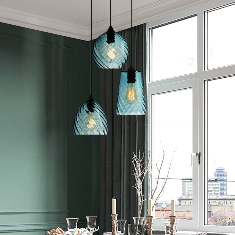 Modern Amber Blue Violet Curved Glass Pendant Lighting 6